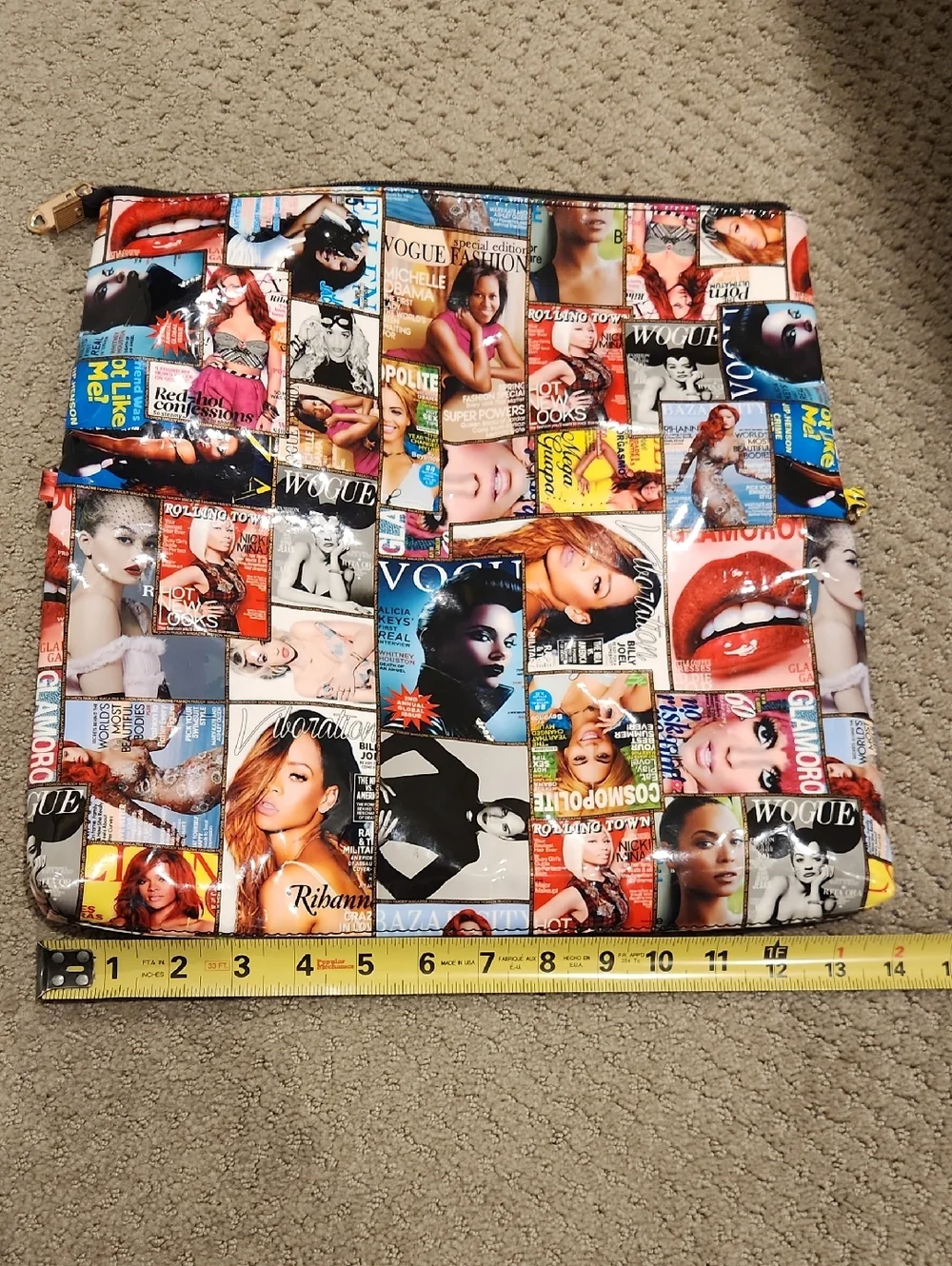 NEW Multicolor Magazine-Print Foldover Clutch